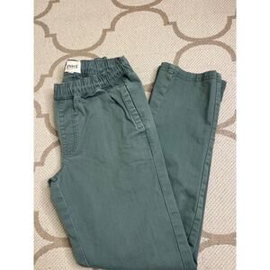 Pact organic cotton pull on elastic waistband chino pants pockets, size small